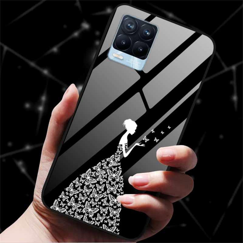 For Realme 8 Case Tempered Glass Hard Back Cover Case For Realme 8 5G 8i Realme 8 Pro Phone Case Cover Realme8 Pro Soft Bumper