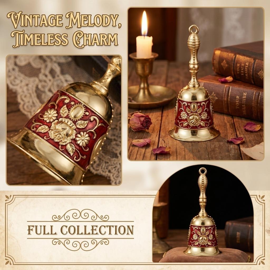 Hand-Cranked Engraved Service Bell - Vintage Bell for Dining, Weddings and Holiday Gifts