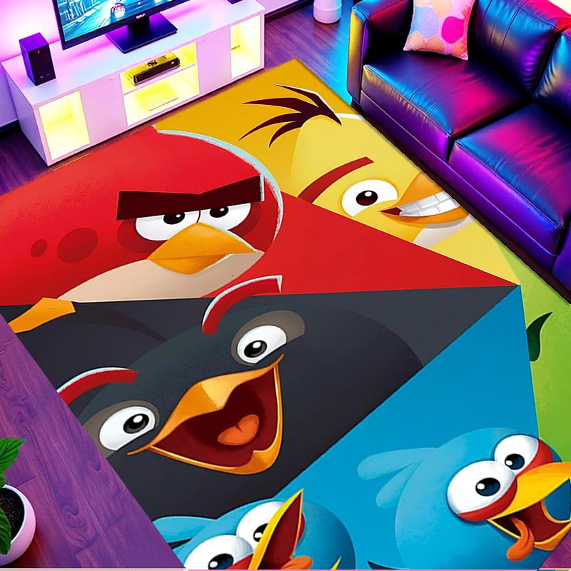 Angry Birds Print Rug, Washable Floor Carpet, For Entryway Dorm Laundry Room Office Study, Home Decor Birthday Christmas Gift
