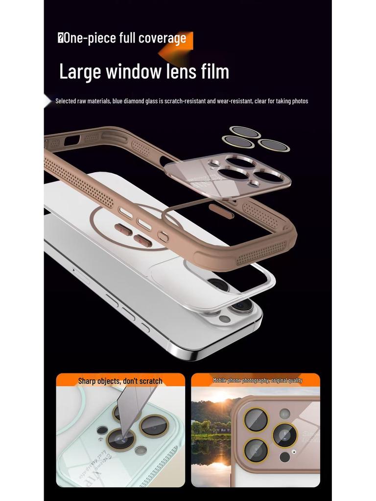 iPhone 17 Pro Large Magnetic Case: Transparent, Frosted Heat Dissipation, Drop-Proof Protective Cover