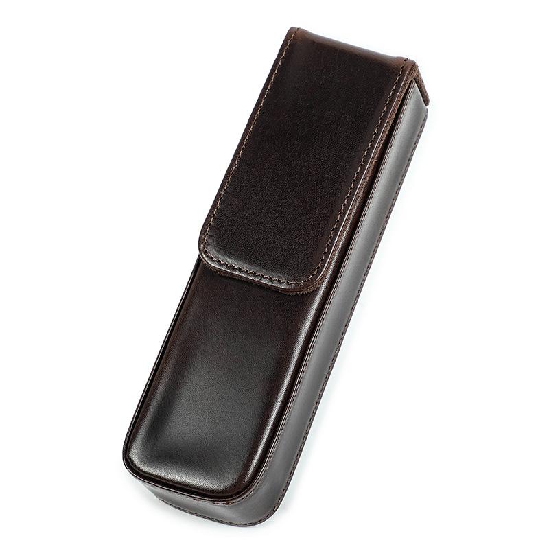 Full-Grain Cowhide Pencil Case 2 Pcs, Handmade Detachable Student Pen Storage Box