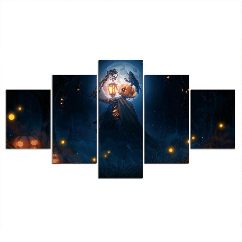 

5Pcs Pumpkin Cartoon Halloween 5 Pieces Pictures Paintings Abstract Wall Home Decor 5 Panel Room Decor Modern Poster No Framed