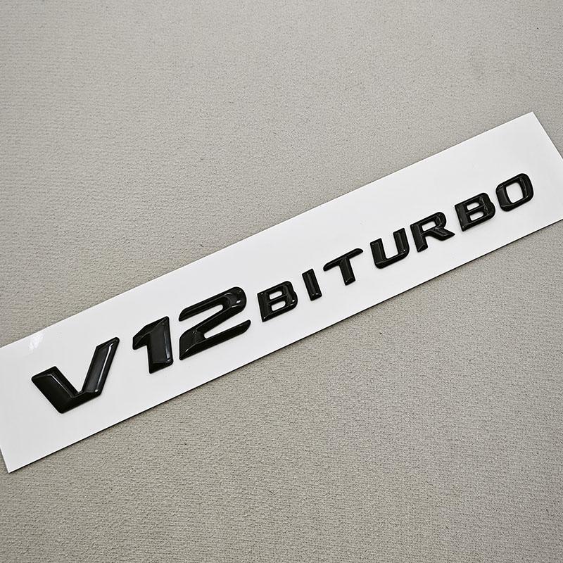 

3D ABS Car Styling Logo V12 BITURBO Badge Side Fender Emblem Decal For Mercedes Benz S680 GLS600 AMG S65 SL65 G63 G65 Accessory чорний