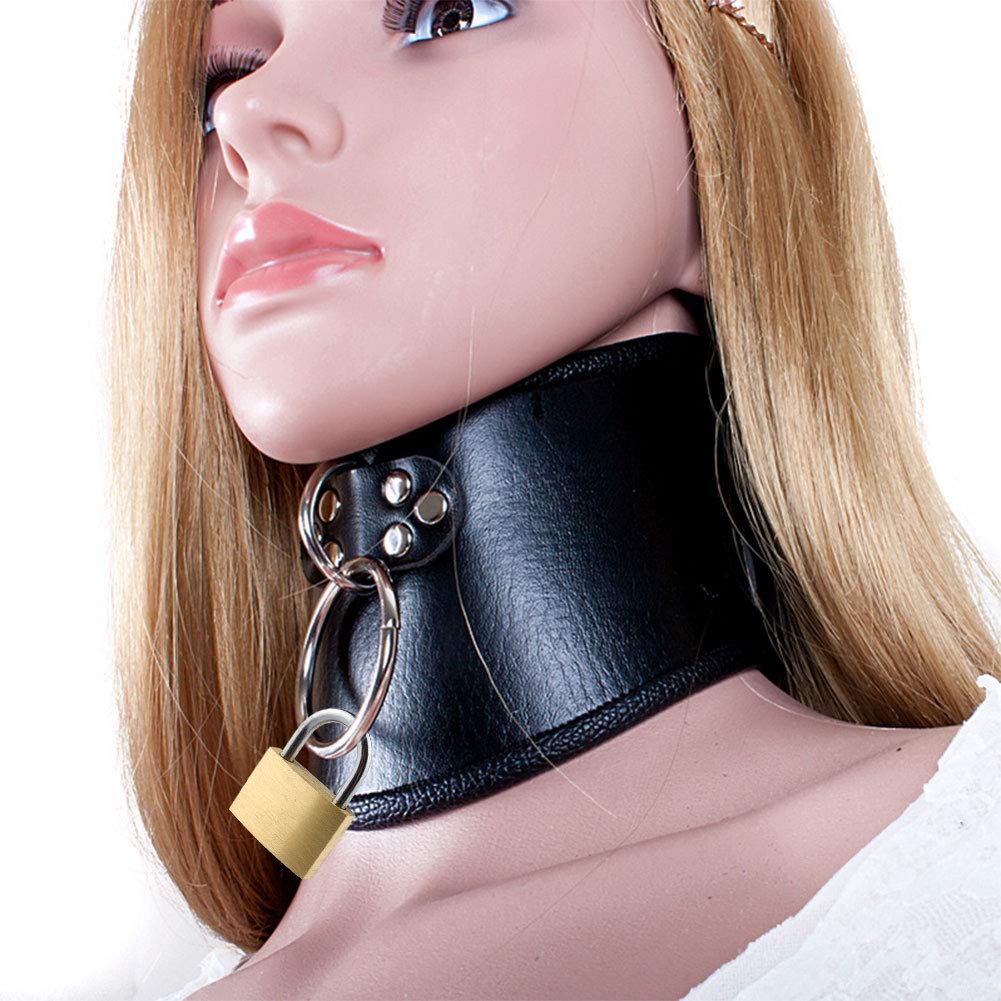 SXOVO SM Collar for Flirty Collar with Lock and for Slave and Cosplay Humans, Adjustable, Chain, Training, Restraints,