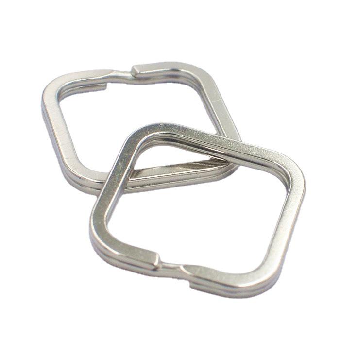 Square Key Ring, 30mm Side, Silver-White, Creative Design (K328)