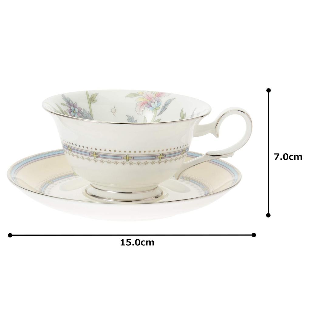 Noritake Jardin Fleuri Bone China Cup and Saucer (for both coffee and tea), 215cc, T50717A/4910