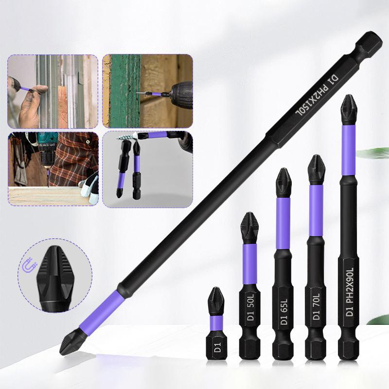 5/6Pcs Ph2 Anti-Slip Screwdriver Bit Set High Magnetic Screwdriver Bit Electric Drill Screwdriver Bit Anti-Slip 25Mm-150Mm