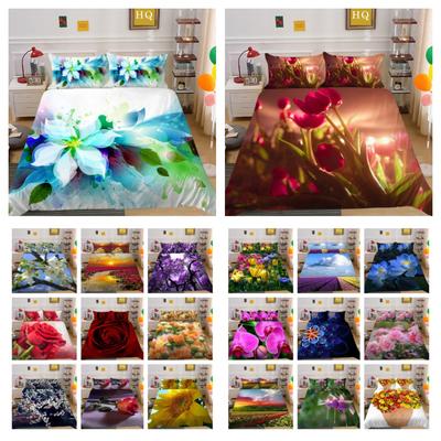 Juego de cama estampado de flores Funda tamaño individual Poliéster Ropa de cama Niña Superior Alta Calidad Decoración de dormitorio