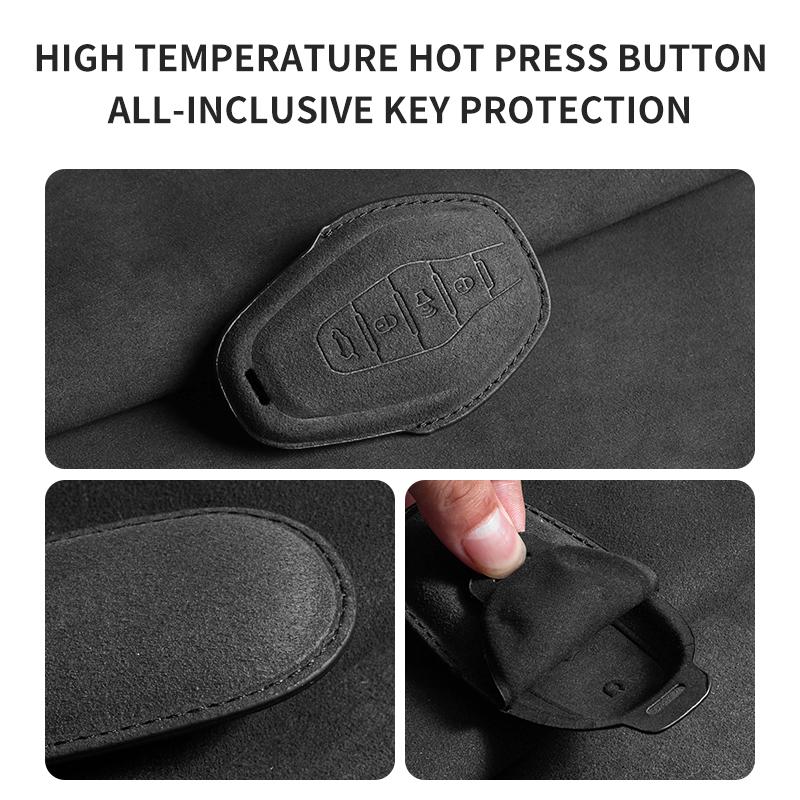 Suede Car Key Case Cover For Chery Jetour To Genesis Traveller T2 X90 X70 X95 Dashing X-1 Plus Dtc L9 Car Key Shell Keychain