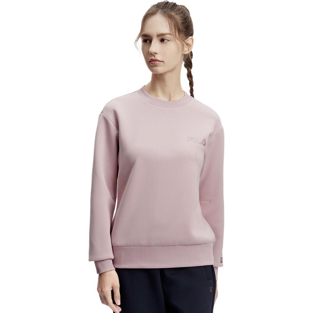 Fila Letter Print Fitness Pullover Sweatshirt Women Sweatshirt Light-Purple Red A11W411209F-PK