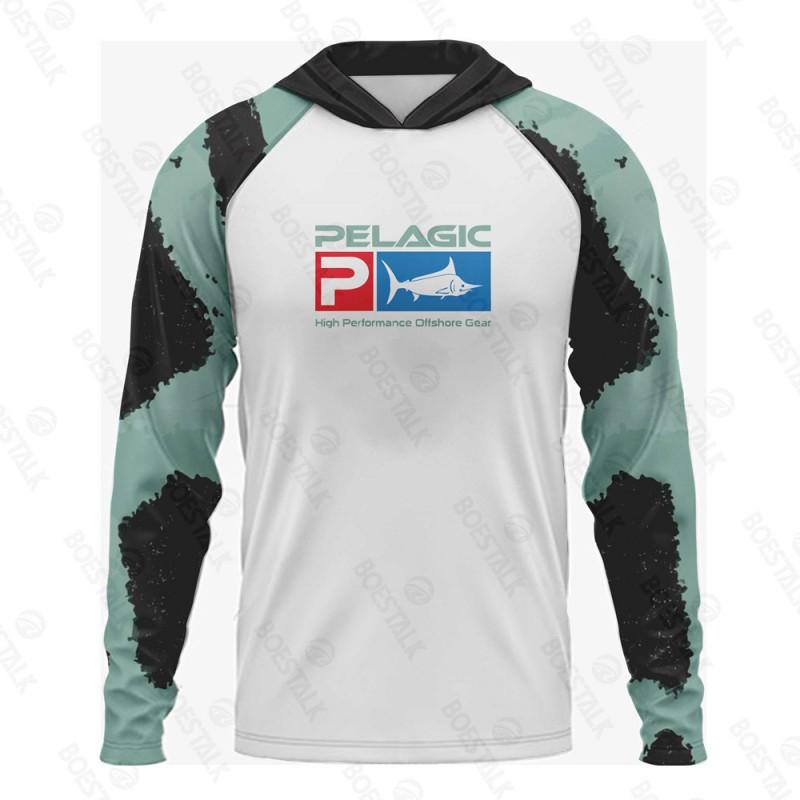 PELAGIC Langarm-Fischer-Hoodie UV-Schutz Atmungsaktiv Schnelltrocknend Bekleidung Herren