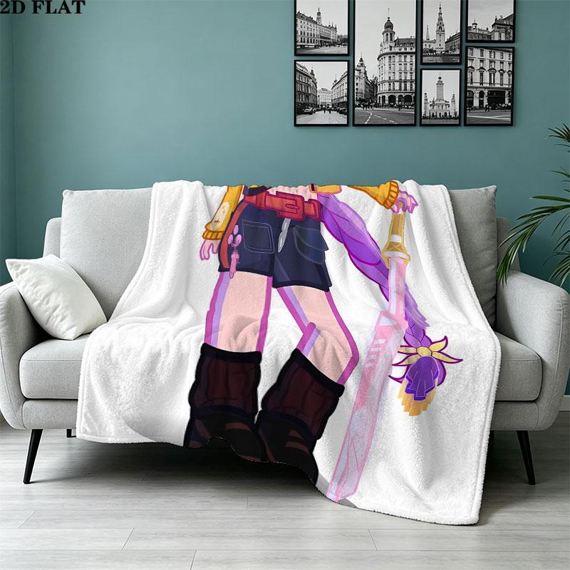 1PC Kpop Demon Hunters Patterned Flannel Blanket Suitable For All Seasons For Home Decor Warmth And Comfort Gifts Holiday Present