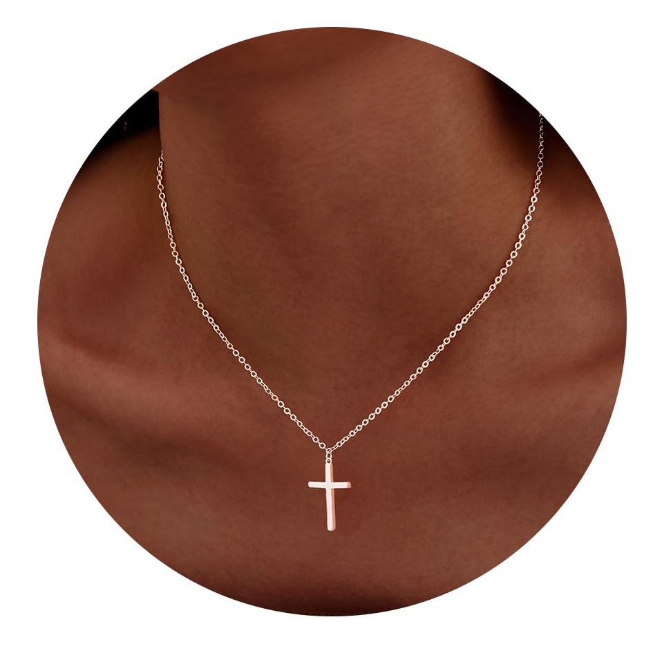 

Модная цепочка на шею с крестом, не выцветает, с индивидуальным чувством дизайна, универсальная и изысканная цепочка для ключиц