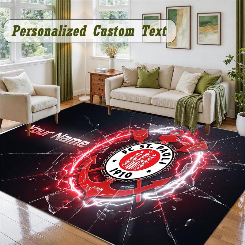 Crystal Velvet Square Rug Custom NameFC St. Pauli Pattern Non Slip Home Floor Decor Rug