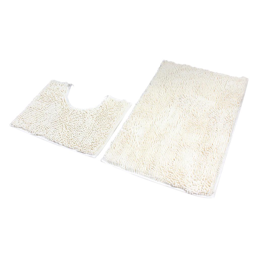 Bathroom Carpet Chenille Bath Mat Set Soft Plush Non- Shower Carpet