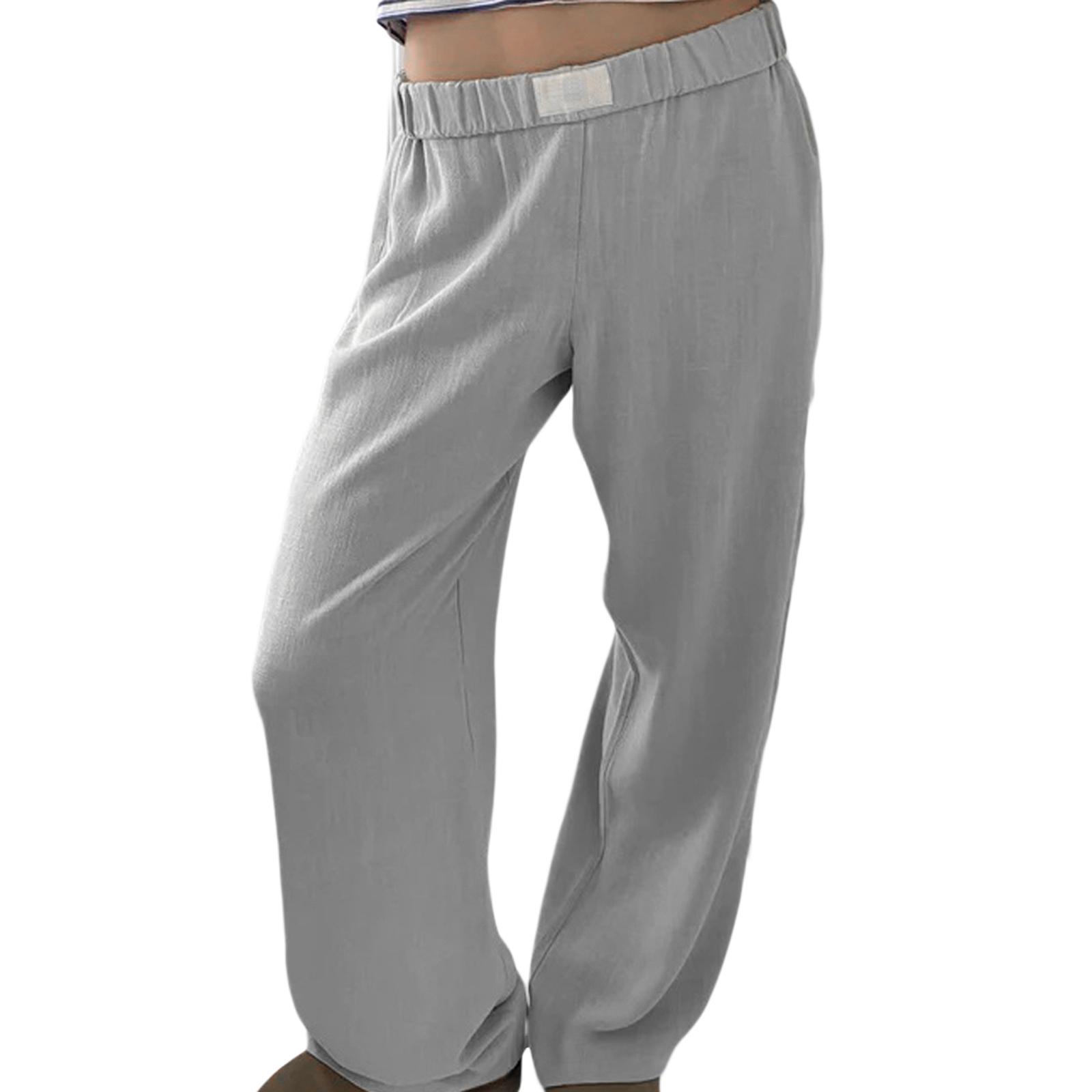 

Женские повседневные брюки, эластичный пояс, однотонные свободные брюки, брюки для отдыха, уличная одежда на каждый день M темно-серого
