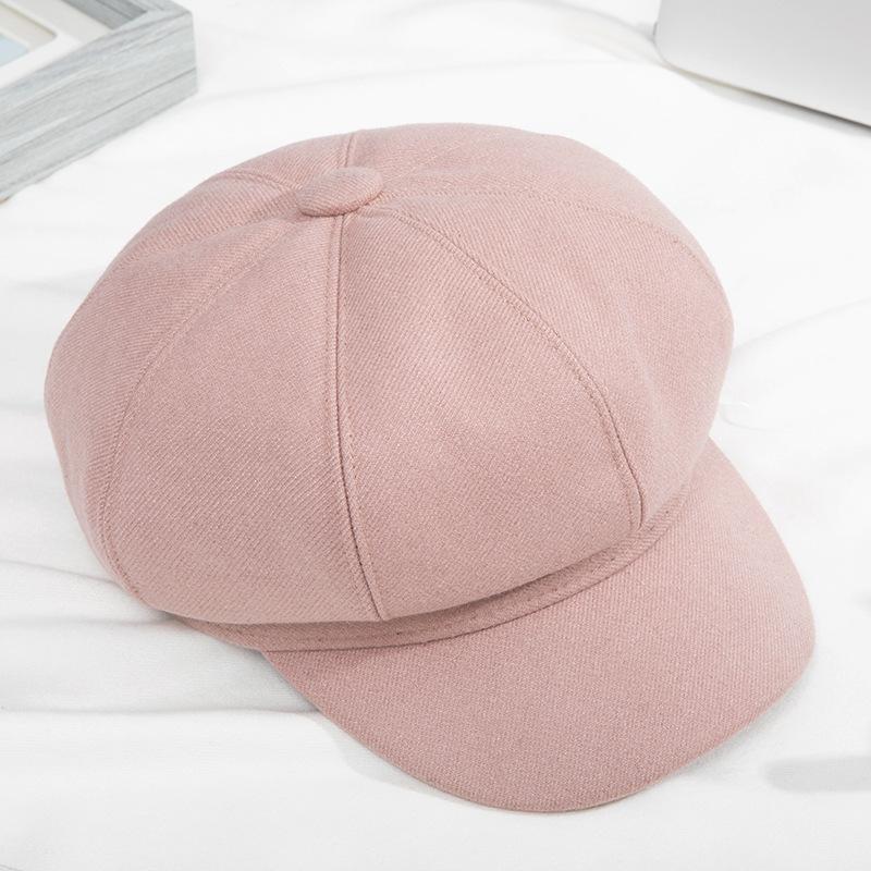 New women's autumn and winter octagonal hat trendy autumn and winter literary and versatile octagonal hat woolen octagonal hat
