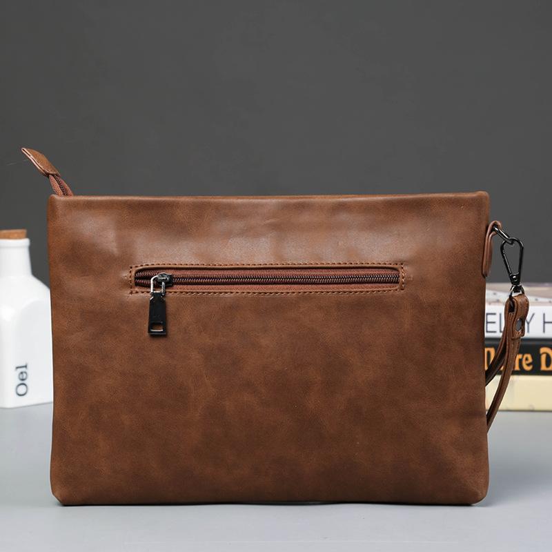 TS JYL laptop bag,Vintage Men Clutch Bag Crazy Horse PU Leather Envelope Bag Document Pouch