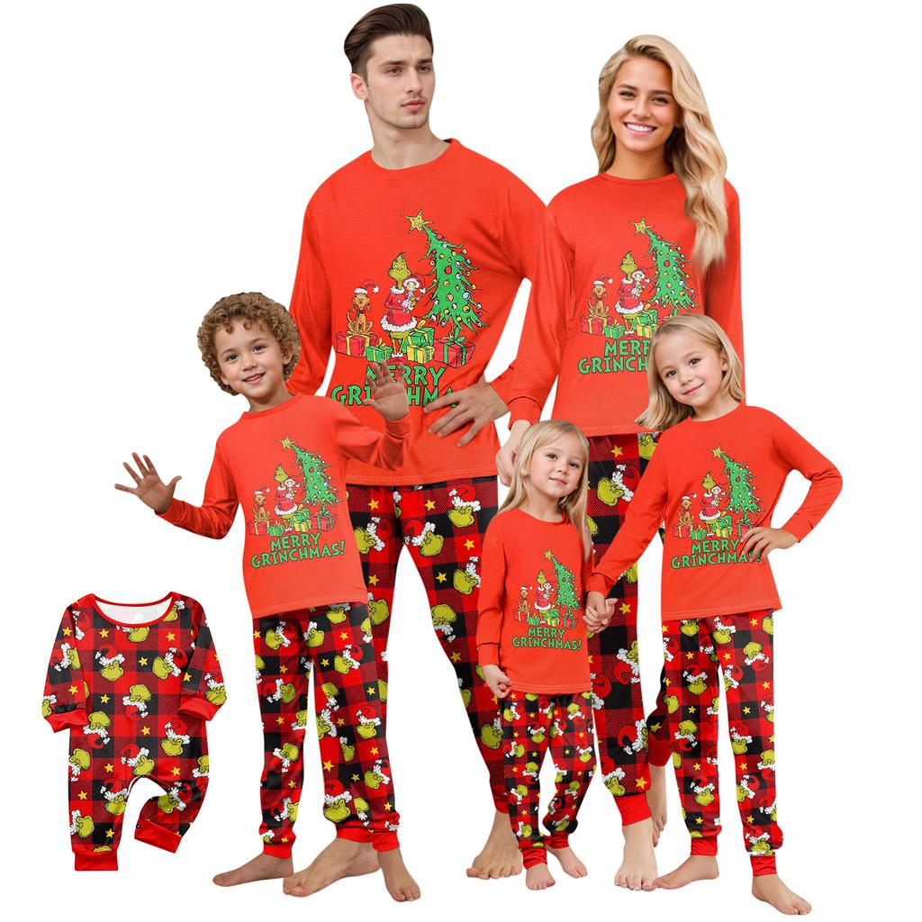 Print Cute Family Set Pajamas , Home Clothes , Family Set Long Sleeve Top Pants Set