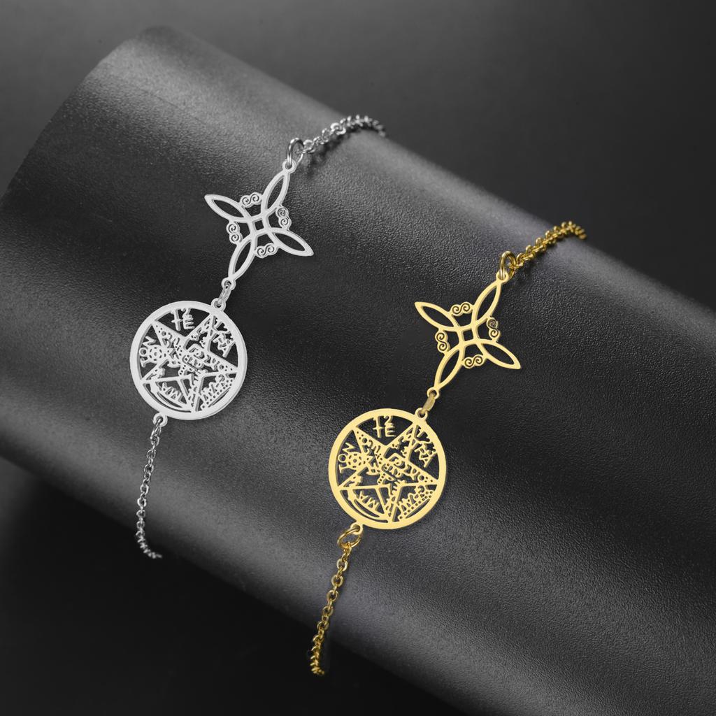  Wicca Witch Knot Bracelet Stainless Steel God Name Tetragrammaton Pentagram Bracelet Solomon Amulet Jewelry Wholesale