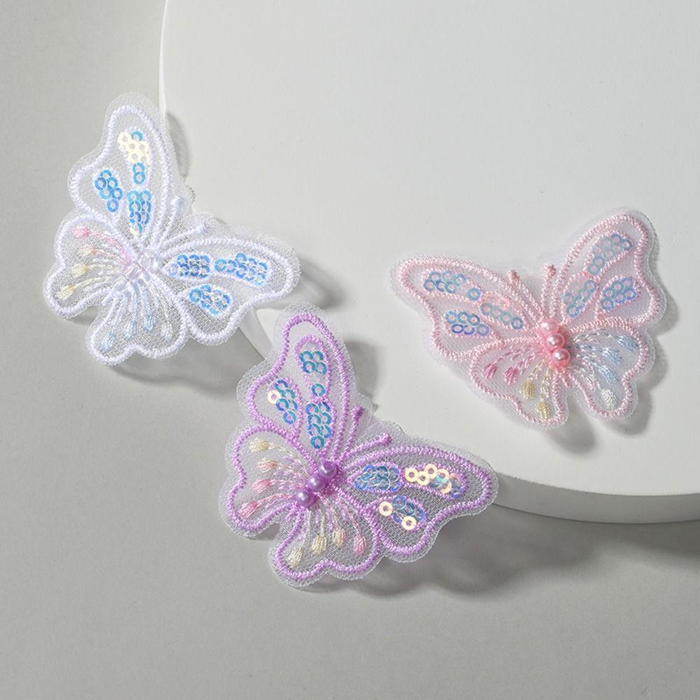 3D Sequins Butterfly Embroidered Patches Single Layer Clothes Sewing Patch  Bridal Hair Accessories