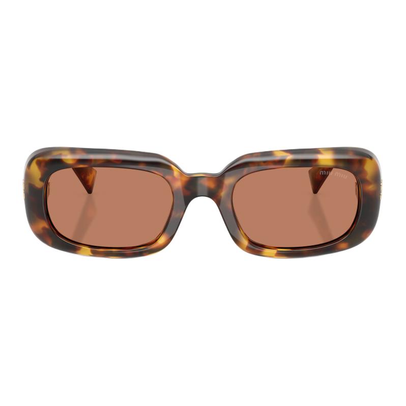 MIU MIU Logo Design Acetate Rectangular Sunglasses Women Sunglasses Tortoise MUB13S14L90Q