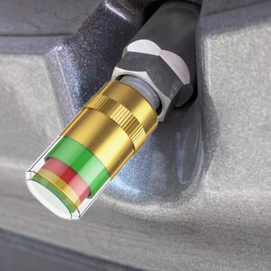 Car Tire Pressure Monitor Valve 36 PSI 2.4 Bar Tire Pressure Sensor Stem Caps for Cars Visual Tri-Color Alarm Easy To Read Tire Pressure Indicator