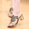 Woman Slippers Heeled Sandals Outside Rhenstone Shoes for Women New Collection Slides On Sale Casual Fashion 2025 Trend Pvc Shoe