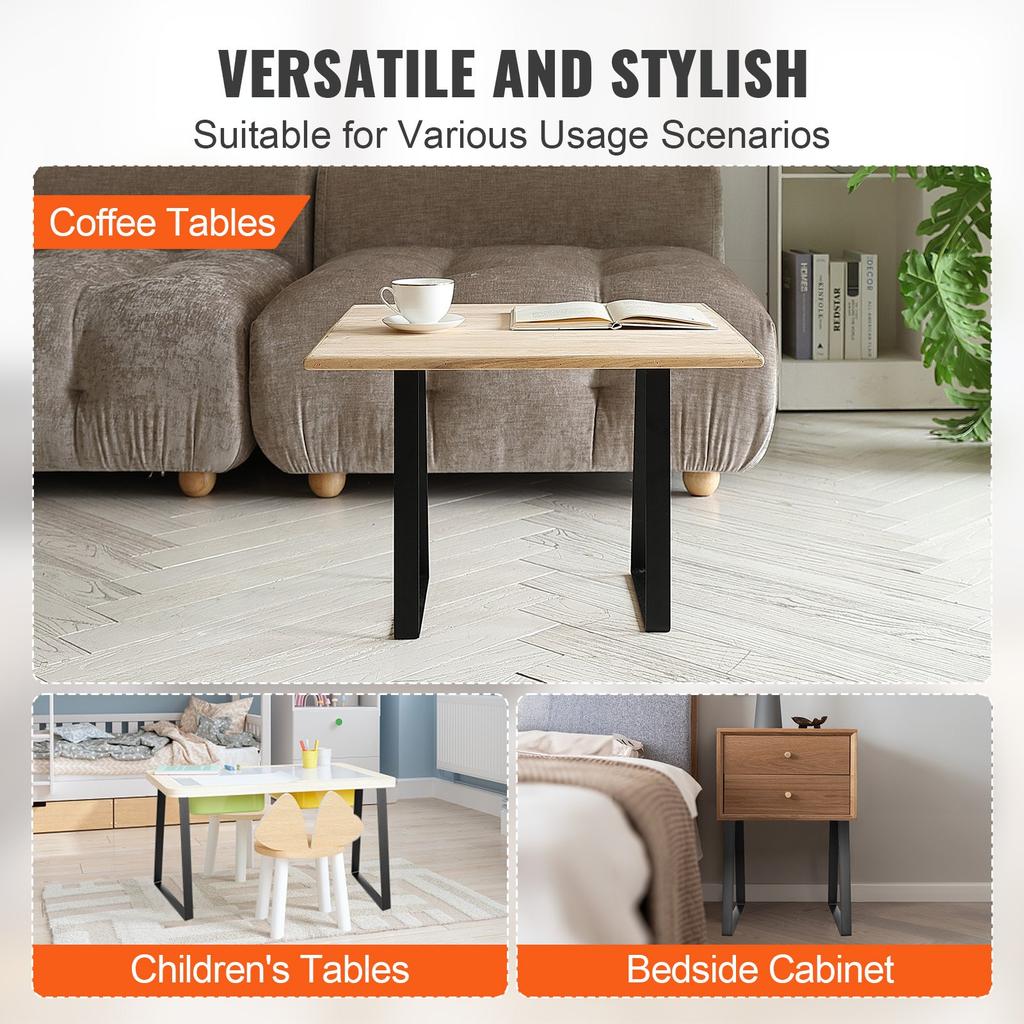 VEVOR 406.4MM Trapezoid Steel Table Legs, Replacement Furniture Legs Set of 2 for DIY Coffee Tables, Modern Desks, Bench, Night Stands, Sofa