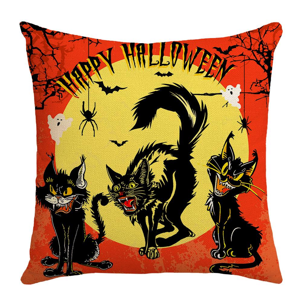 New Halloween Throw Pillow Cover Cushion Cover Decoration Living Room Sofa Decoration Linen Printed Cushion