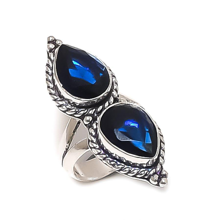 Natural London Blue Topaz Gemstone 925 Sterling Silver Jewelry Ring Size 7 A4c15