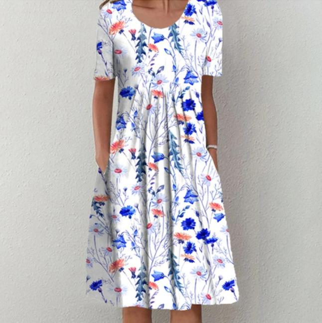 Abito elegante da donna, abito casual da donna, maniche corte, abiti larghi, fine settimana, festa