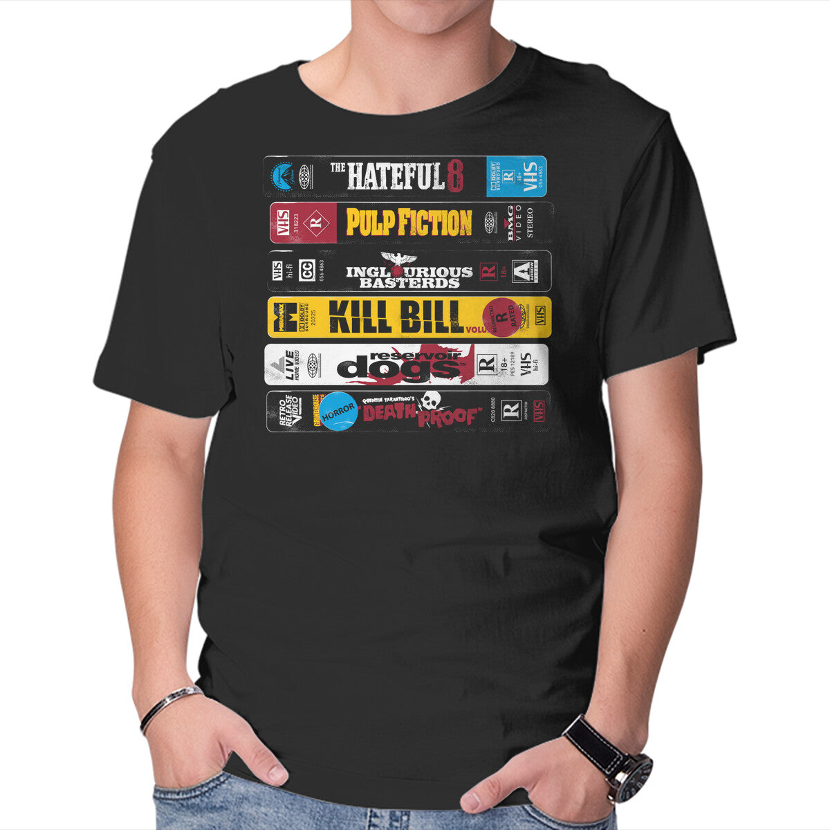 Unisex Crew Neck T-Shirt VHS Pulp Graphic Short Sleeve Casual Tee XS