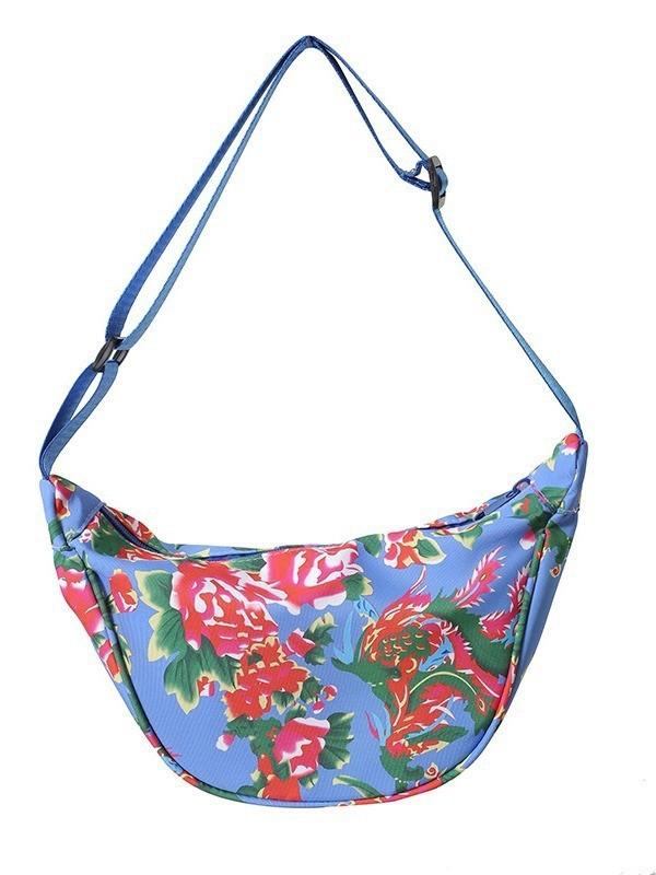 Trendy Floral Oxford Cloth Large Hobo Bag For Women Street Style In 2024