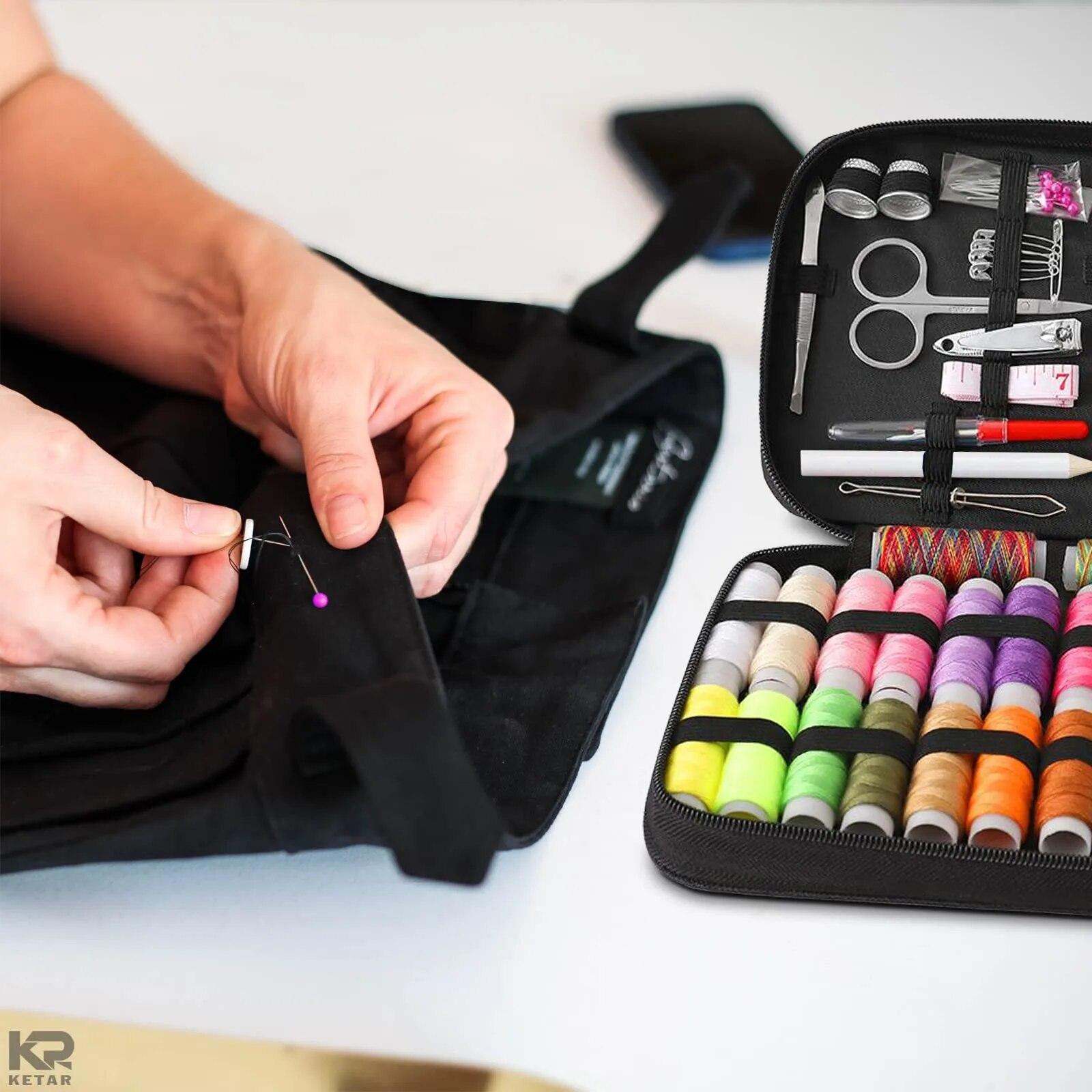 

90 шт. швейные аксессуары и принадлежности для экстренного шитья, набор для сортировки, швейная коробка с швейной нитью, игольная подушечка, ножницы