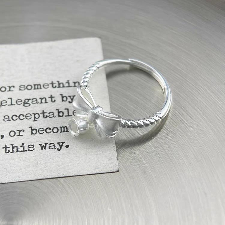 Lily Flower Bowknot Open Ring for Women - Versatile Trendy Index Finger Jewelry