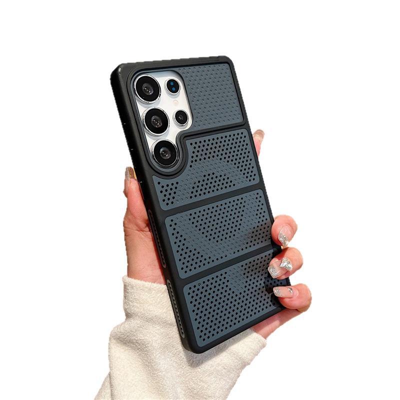 Applicable To Samsung S26Ultra Mesh Heat Dissipation Breathable Magnetic Suction Mobile Phone Case S25Ultra Skin Feeling PC Hard Protective Case