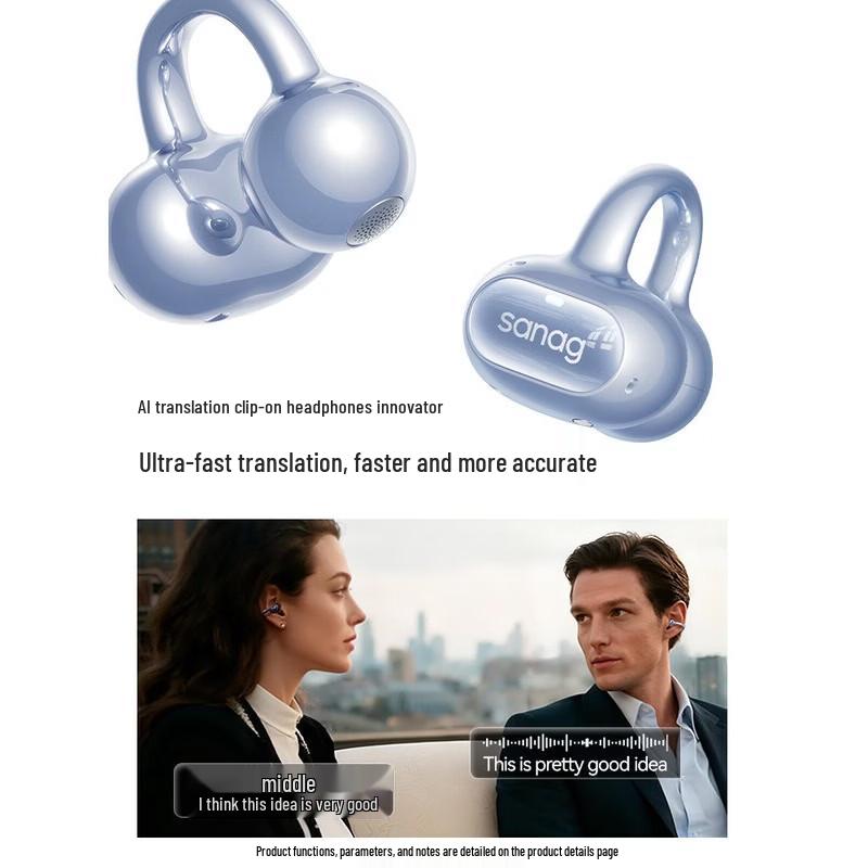 Sanag S8S Ultra AI Translation Ear-Clip Sports Bluetooth Headset