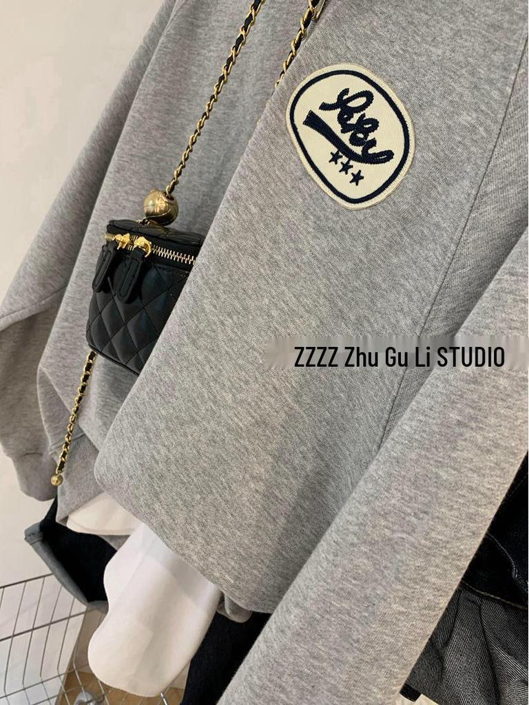 Plus Size Women's Polo Collar Half-Zip Sweatshirt - Loose Fit, Temperament-Enhancing Top