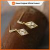 Huitan Exquisite Drop Earrings with Round Cubic Zircon for Women Modern Fashionable Geometric Dangle Earrings Gold Color Jewelry