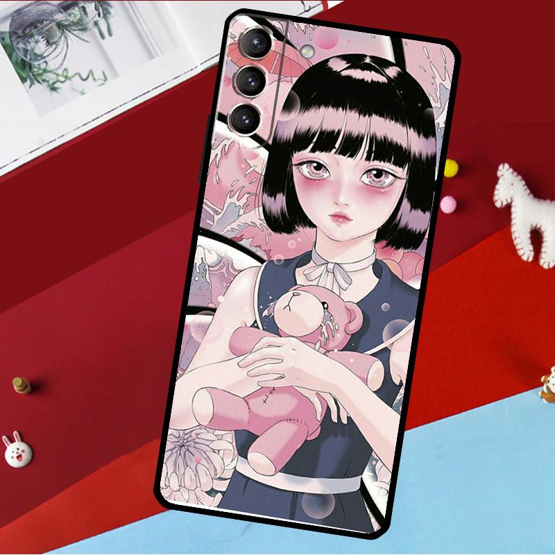 Cartoon Girl Aesthetic Funda For Samsung Galaxy S26 S25 S24 S22 S23 Ultra Plus S20 S21 FE S9 S10 S25 FE Phone Case