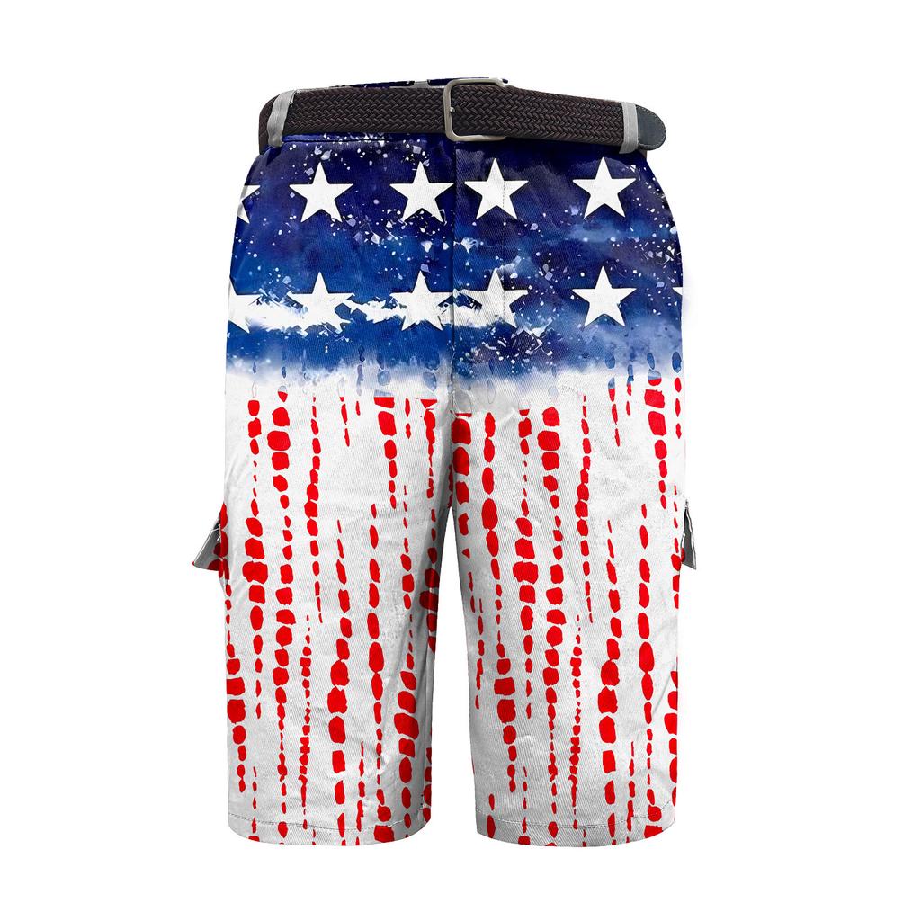 Ανδρικές Βερμούδες Εργασίας με Πολλαπλές Τσέπες και Εκτύπωση για την Ημέρα της Ανεξαρτησίας