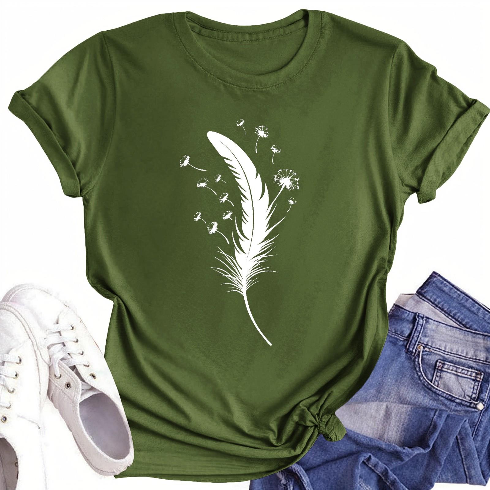 

Футболки с короткими рукавами для женщин, модные топы, легкие и мягкие повседневные летние наряды, одежда L армия зеленый