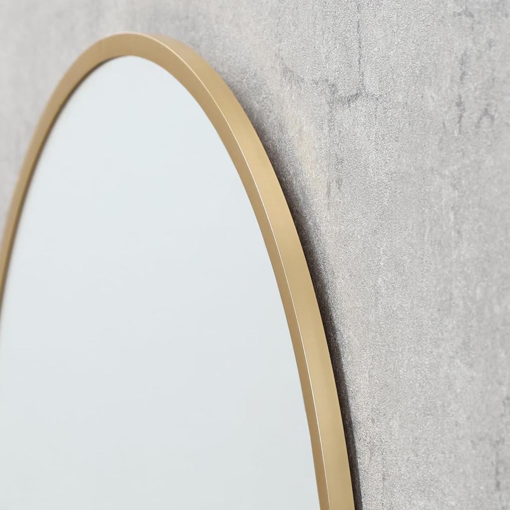 Fuji Boeki Wall-Mounted Mirror, Aluminum Frame, 45cm Diameter, Round, Gold, 41407