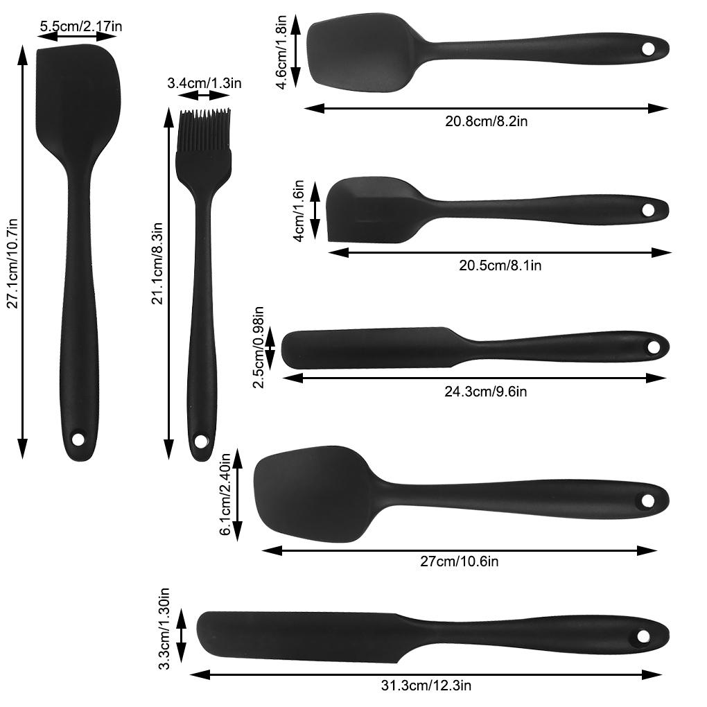 7 Pieces Silicone Spatulas Set Oil Brush Brush Cake Scrapers Kitchen Baking Utensils Tools for Cooking Mixing