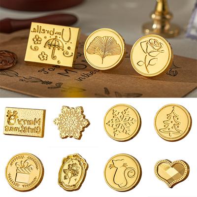 1 szt. Świąteczny stempel do laku, artykuły rzemieślnicze, złote koperty, główka ze stopu łosia, karty do scrapbookingu