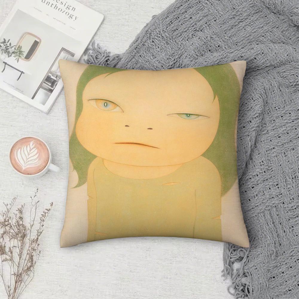 Арт Ёситомо Нара Наволочка Чехол Квадратный Диван С Для Узора Удобные Подушки Подходящий Для Комнаты 12x12Inch