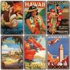 Affiche marocaine hawaïenne Vintage en métal, signe océan plage surf fille, plaque métallique, décor mural pour Club salon homme grotte