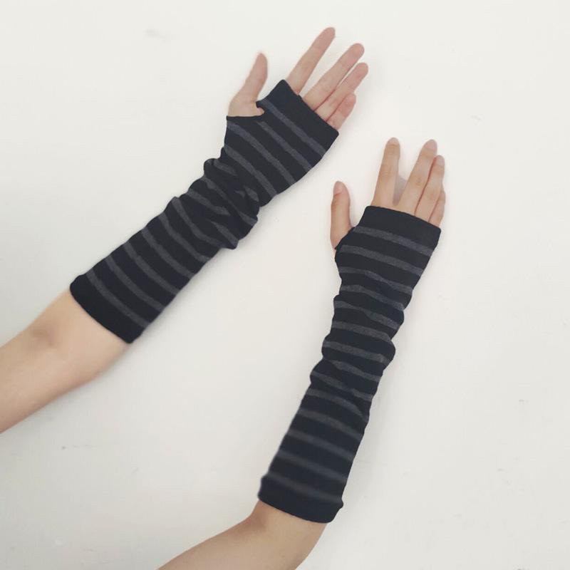 

Парные корейские зимние теплые вязаные шерстяные нарукавники для мужчин и женщин в стиле ниндзя с полосатыми рукавами серый