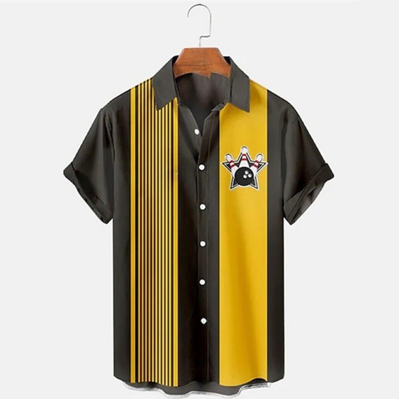 

Men s Shirt Bowling Ball 3D Printed Lapel Women Casual Fashion Long Sleeves Shirts Button Streetwear Oversized Unisex Clothing S